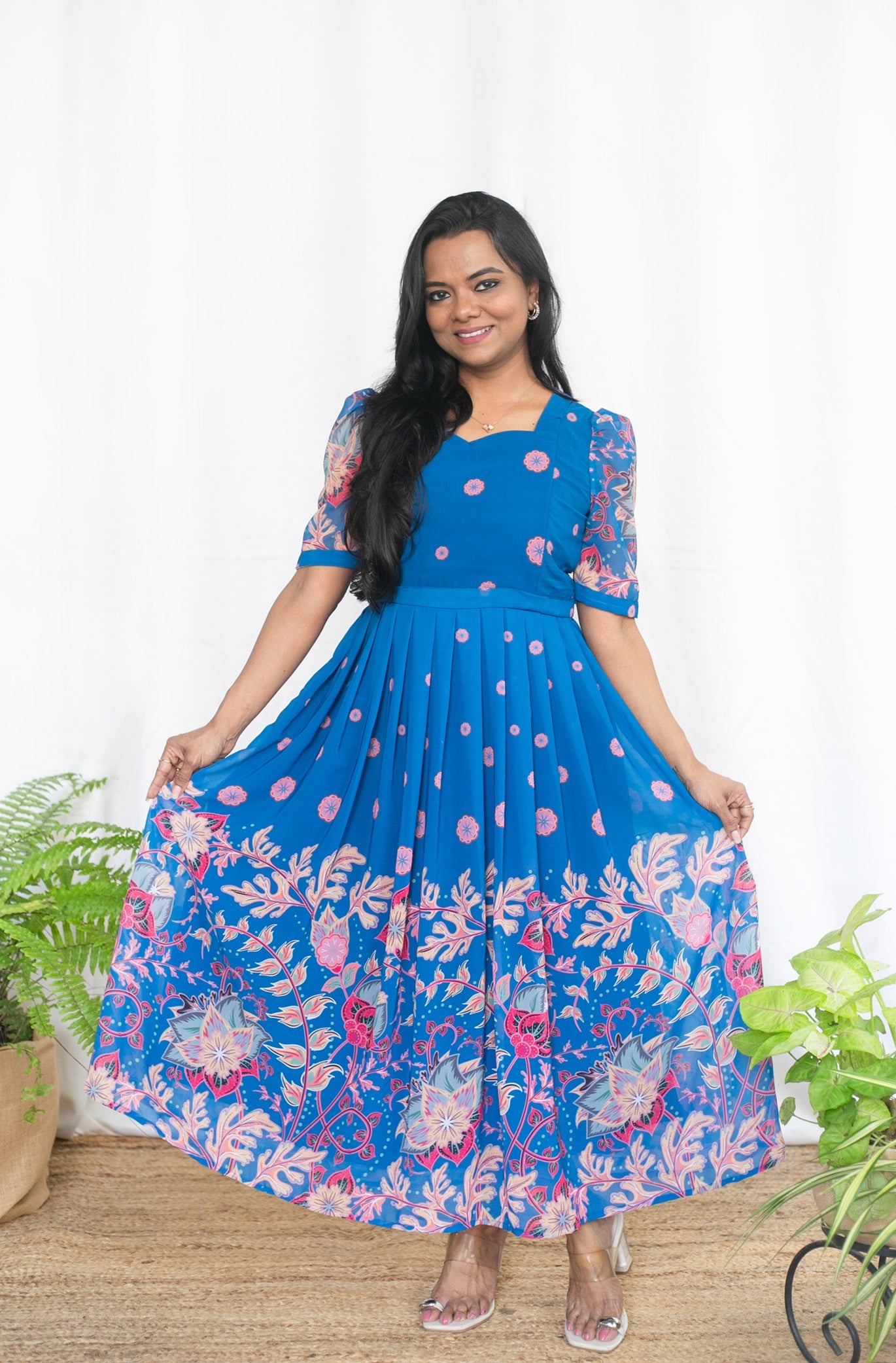 Bloom in blue Maternity Feeding Dress