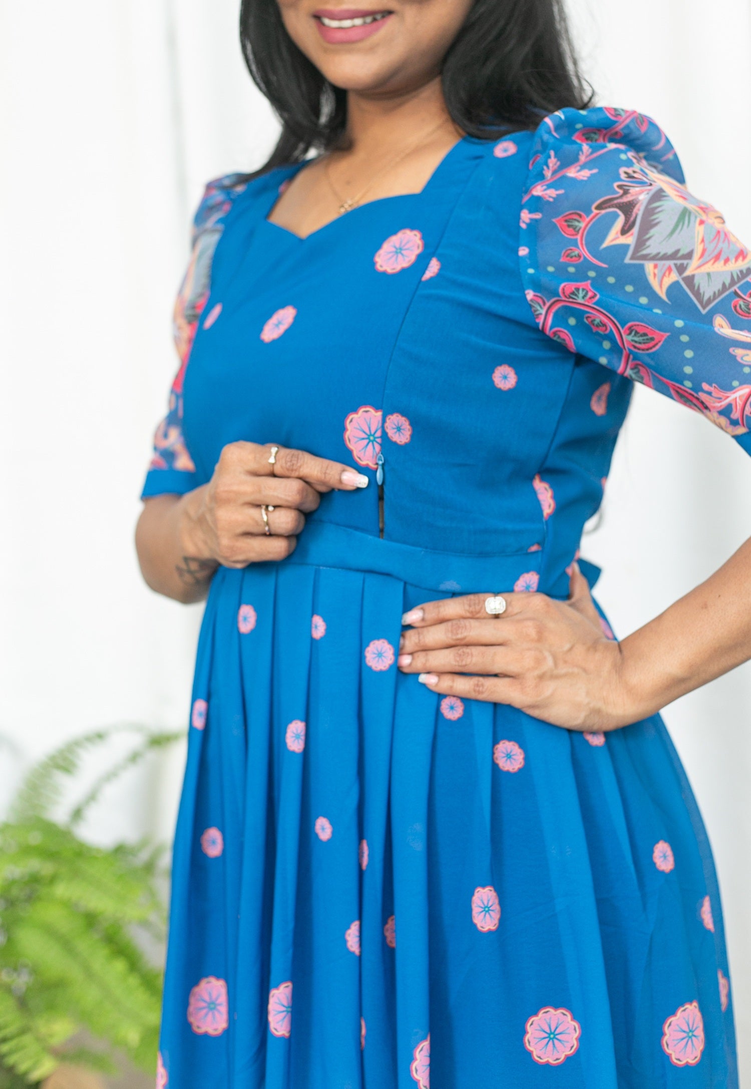 Bloom in blue Maternity Feeding Dress