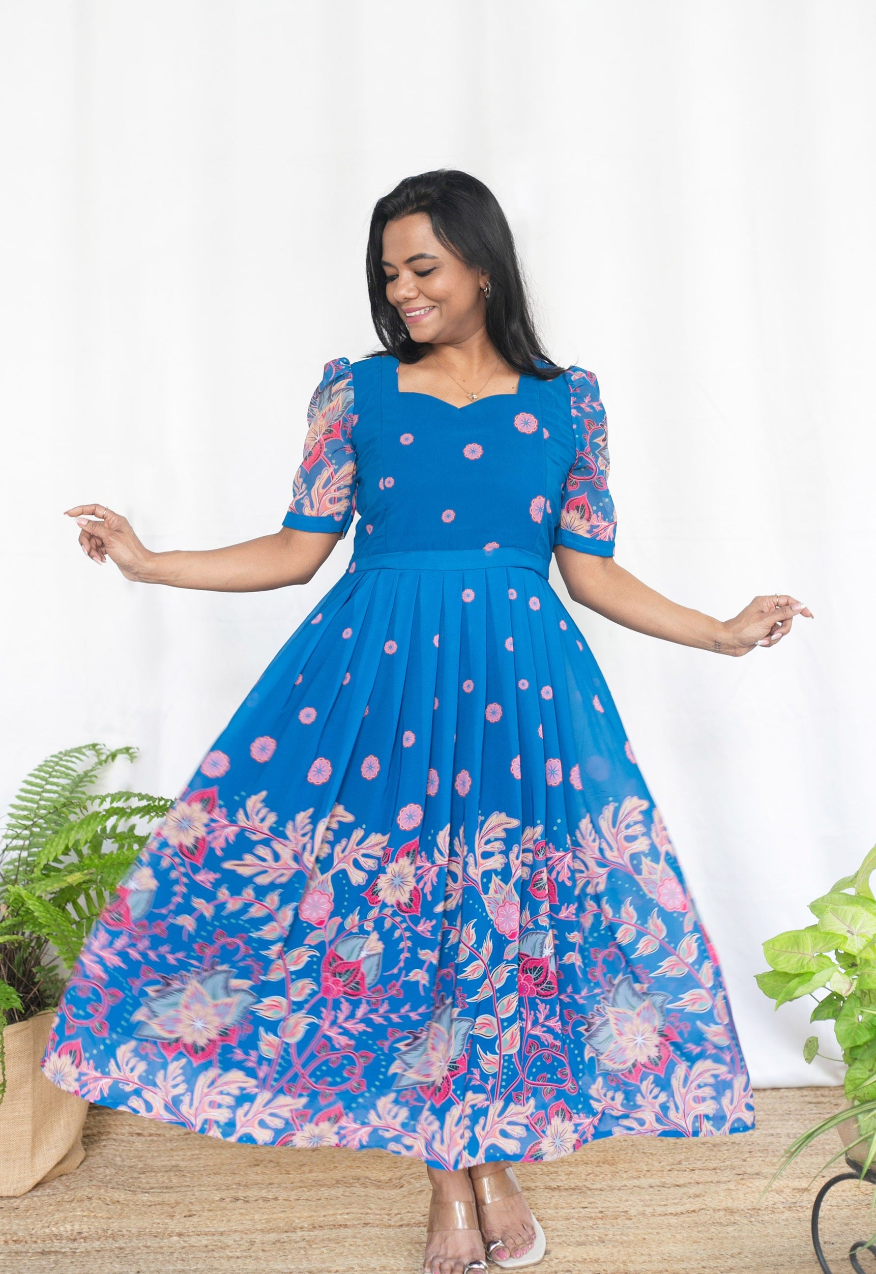 Bloom in blue Maternity Feeding Dress