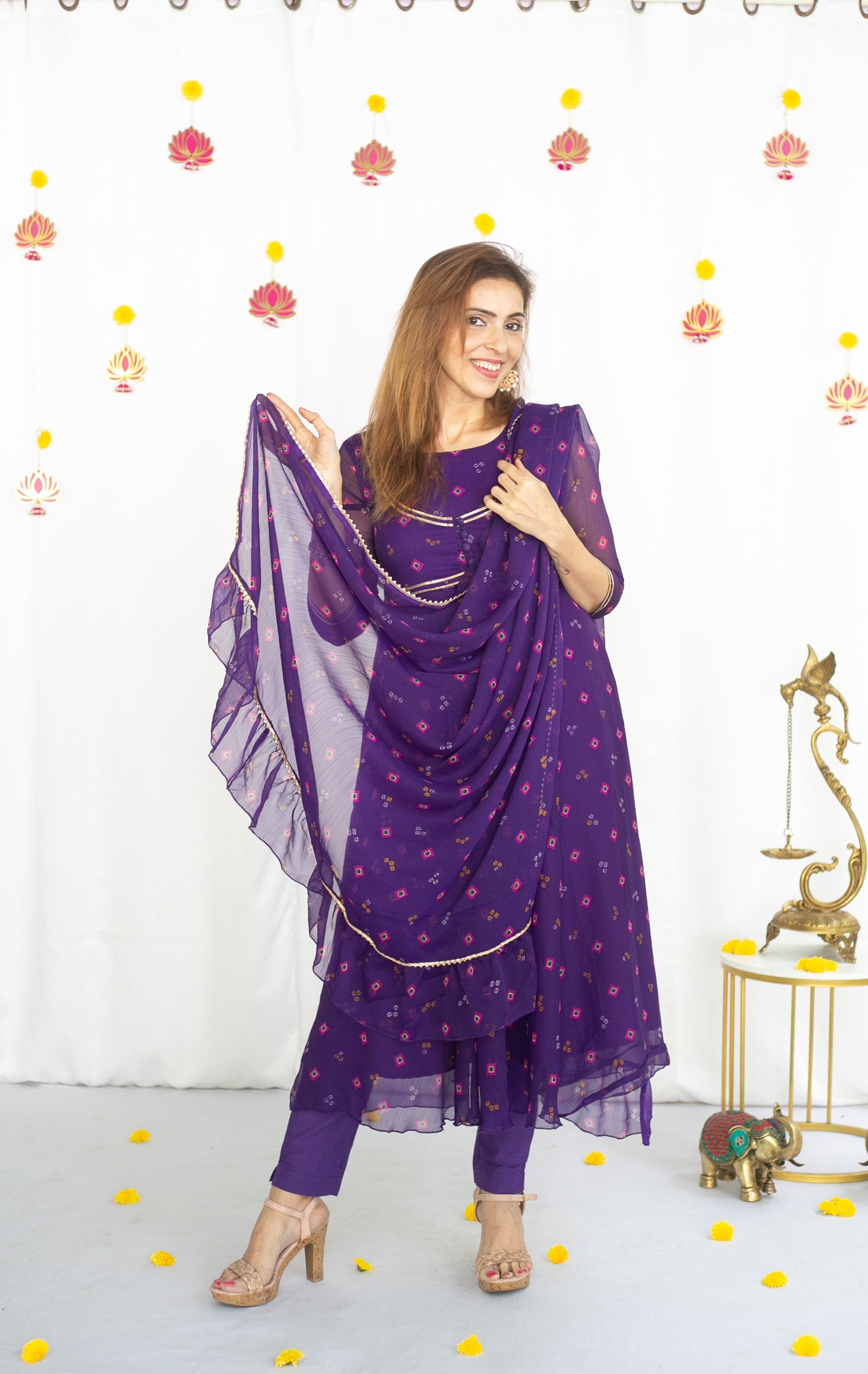 Bandhini Royal Maternity Feeding Anarkali set