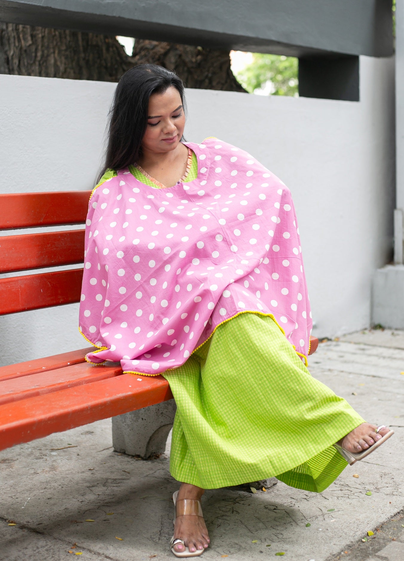 Pink Polka Feeding Apron