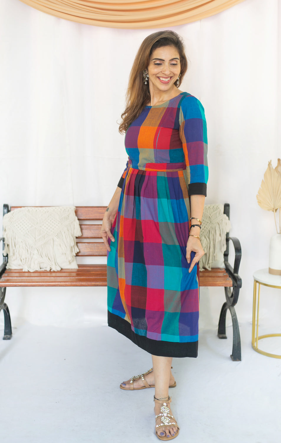 Madras Coffee Maternity Feeding Dress