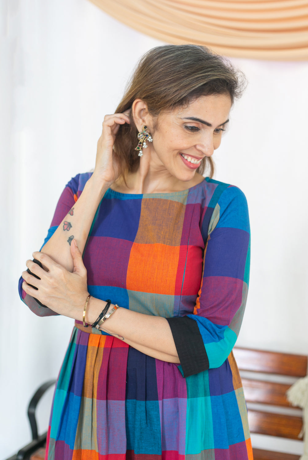 Madras Coffee Maternity Feeding Dress