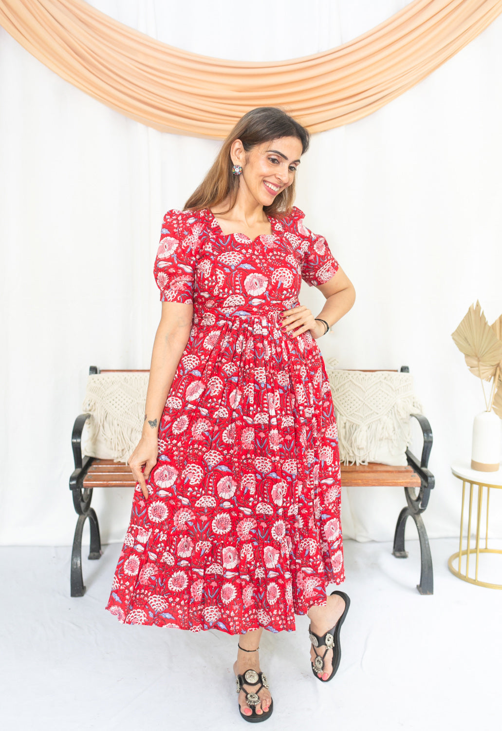 Red Pop Maternity Feeding Dress