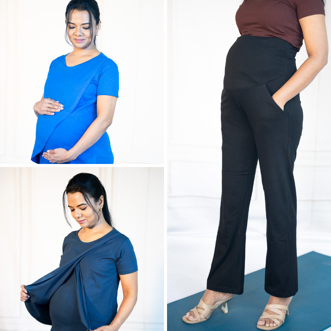 Blue Power Zipless Feeding T-Shirt + Blue Fit Zipless Feeding T-Shirt + Active Me Staright Pant