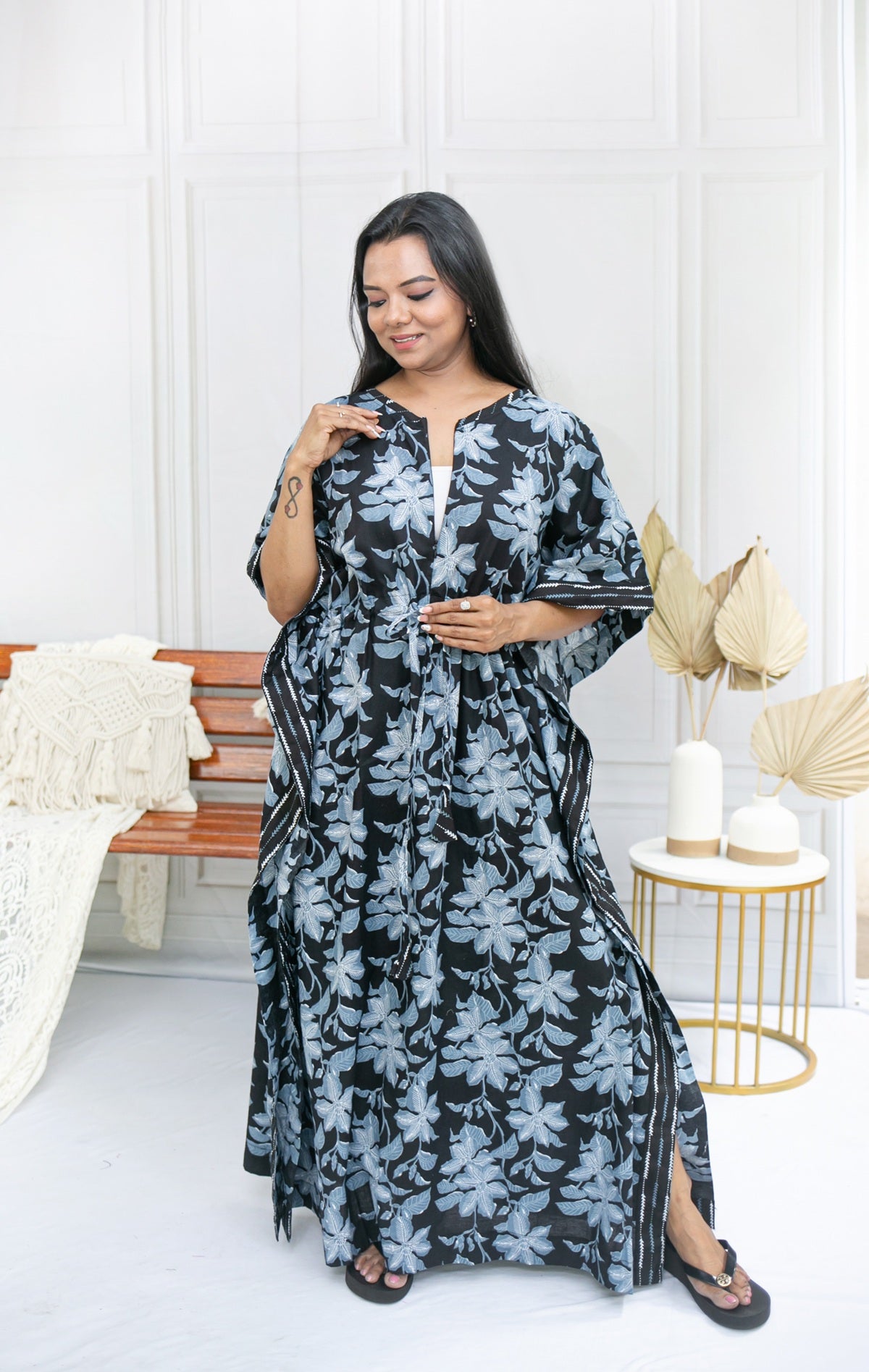 Blue Fern Feeding Kaftan