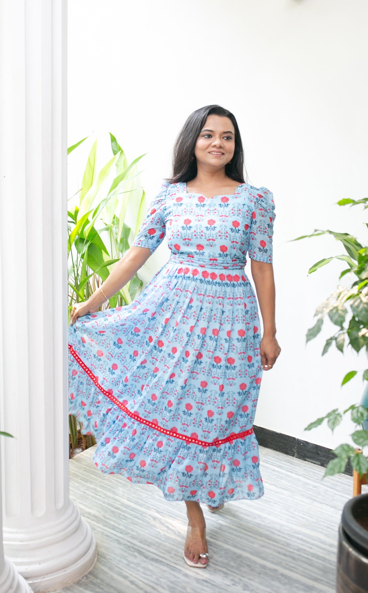 Roses on my Blue Sky Maternity Feeding Dress