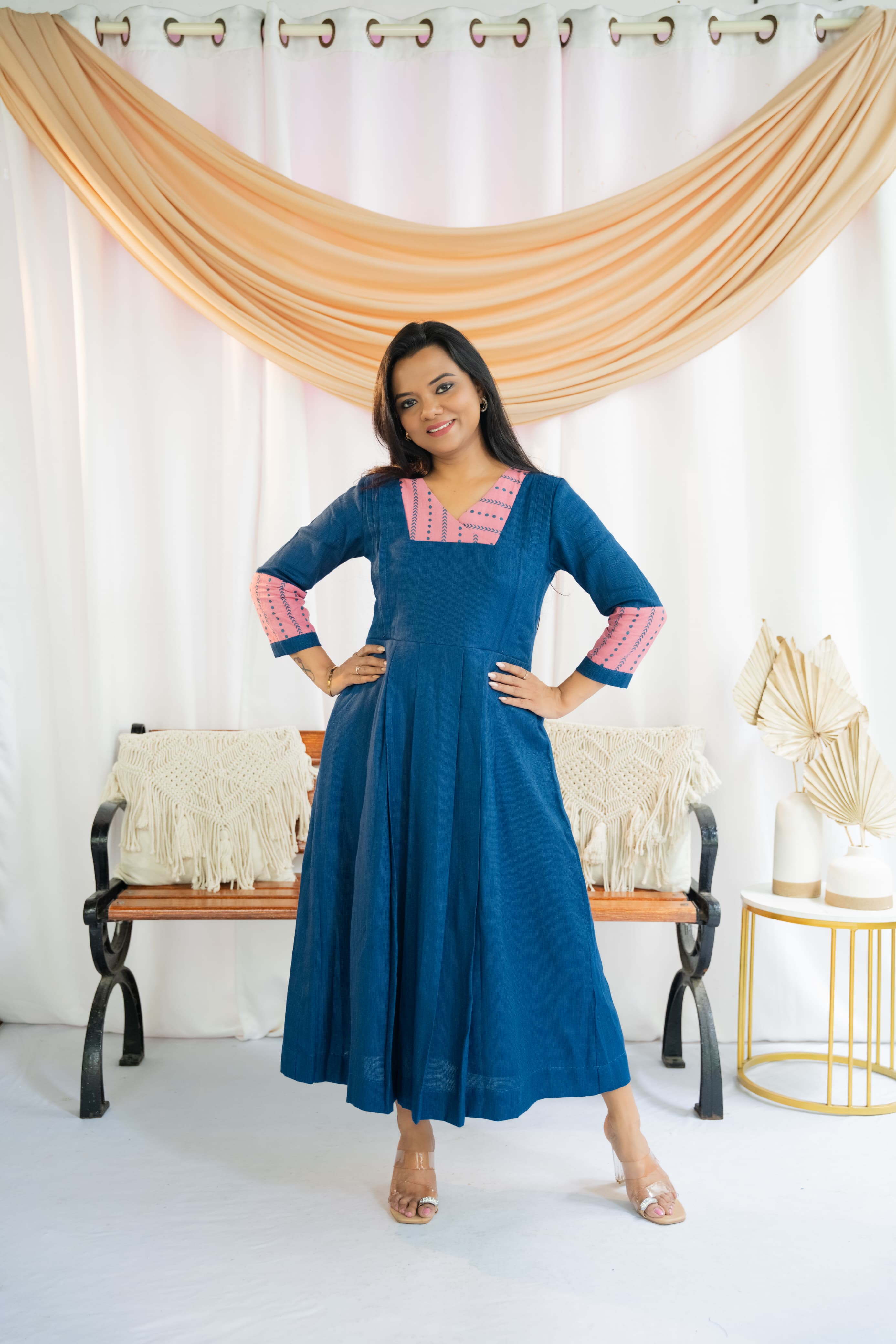 Navy Blush Maternity Feeding Dress