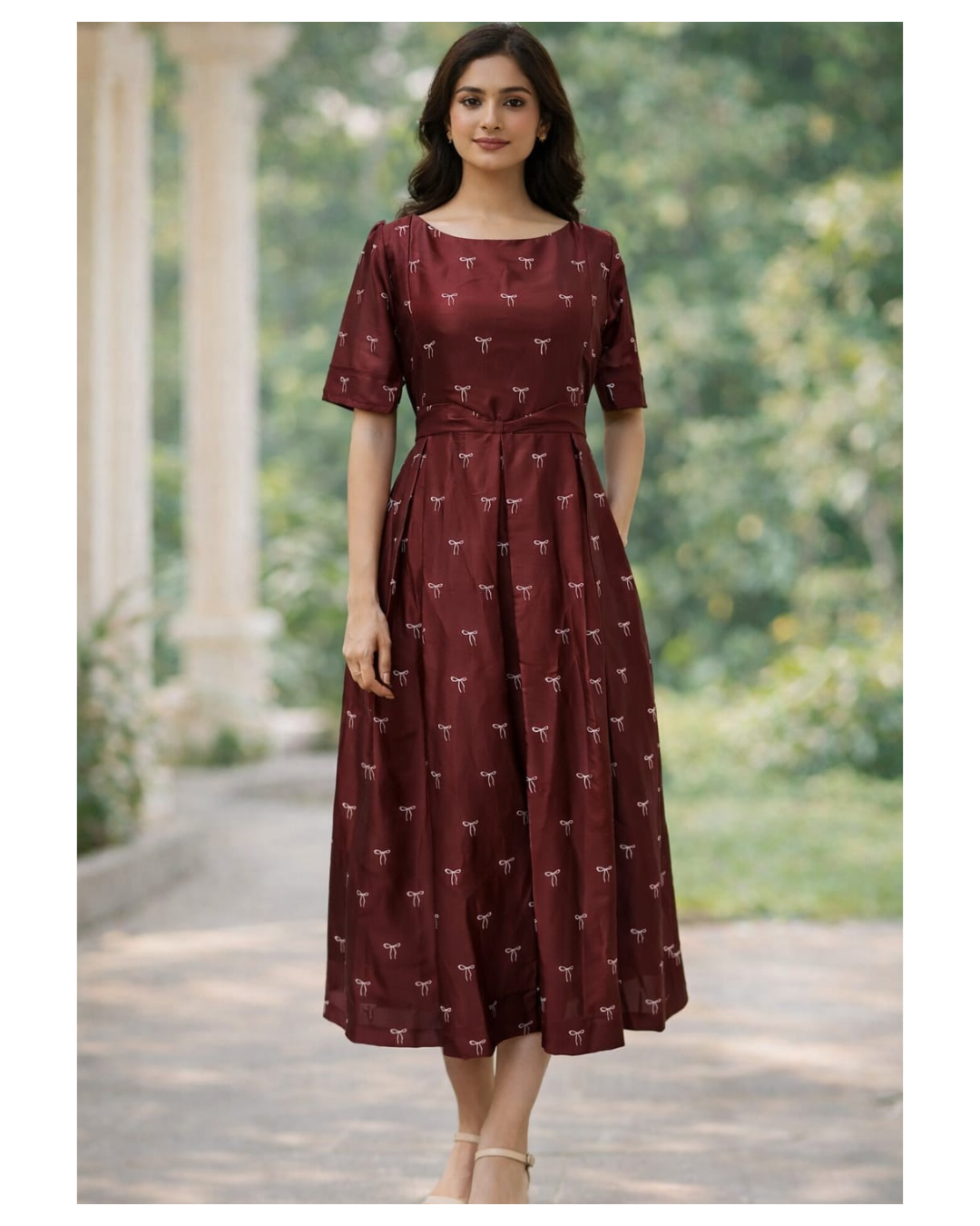 Pretty Bow Maternity Feeding Dress