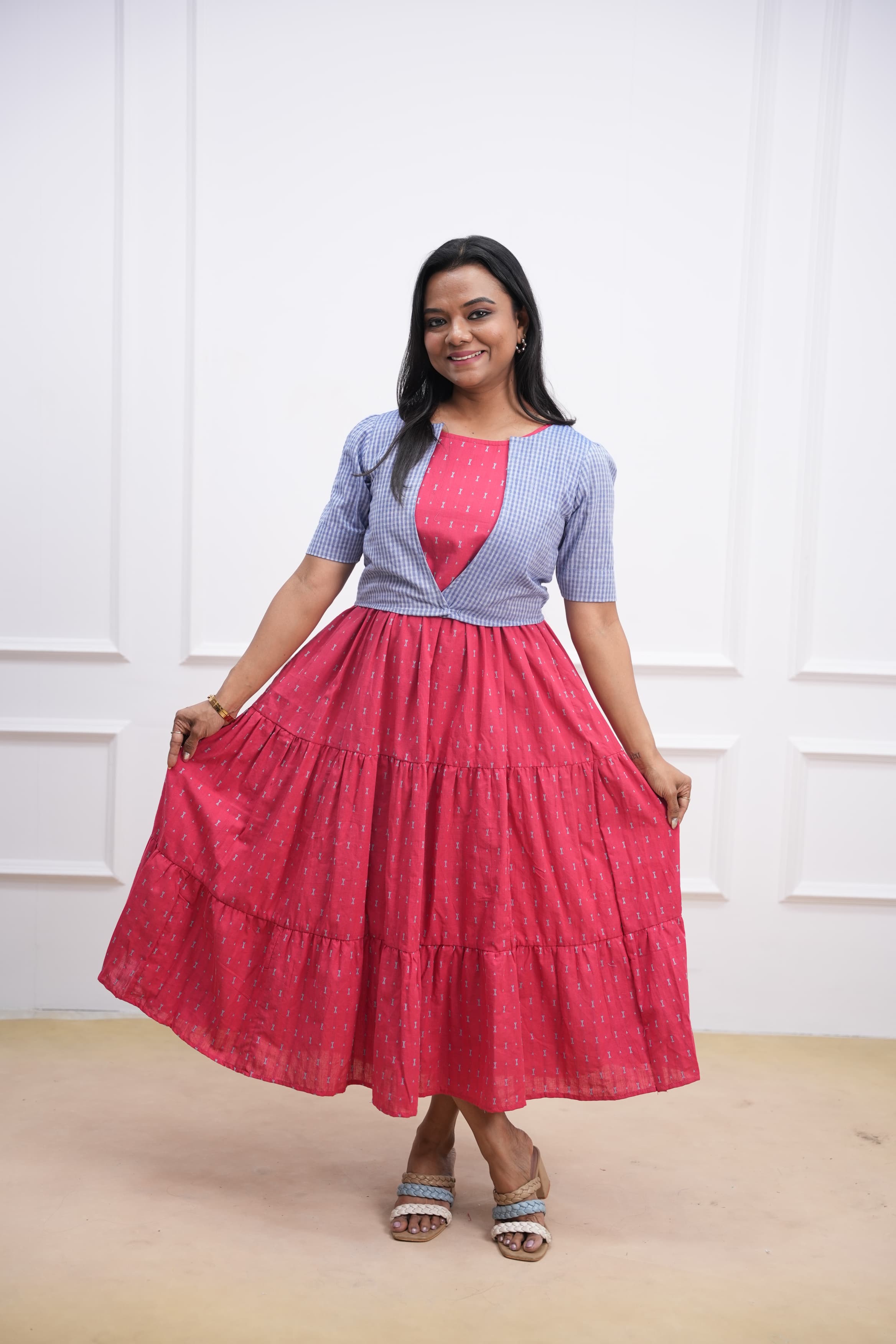 Checks & Charms Maternity Feeding Dress