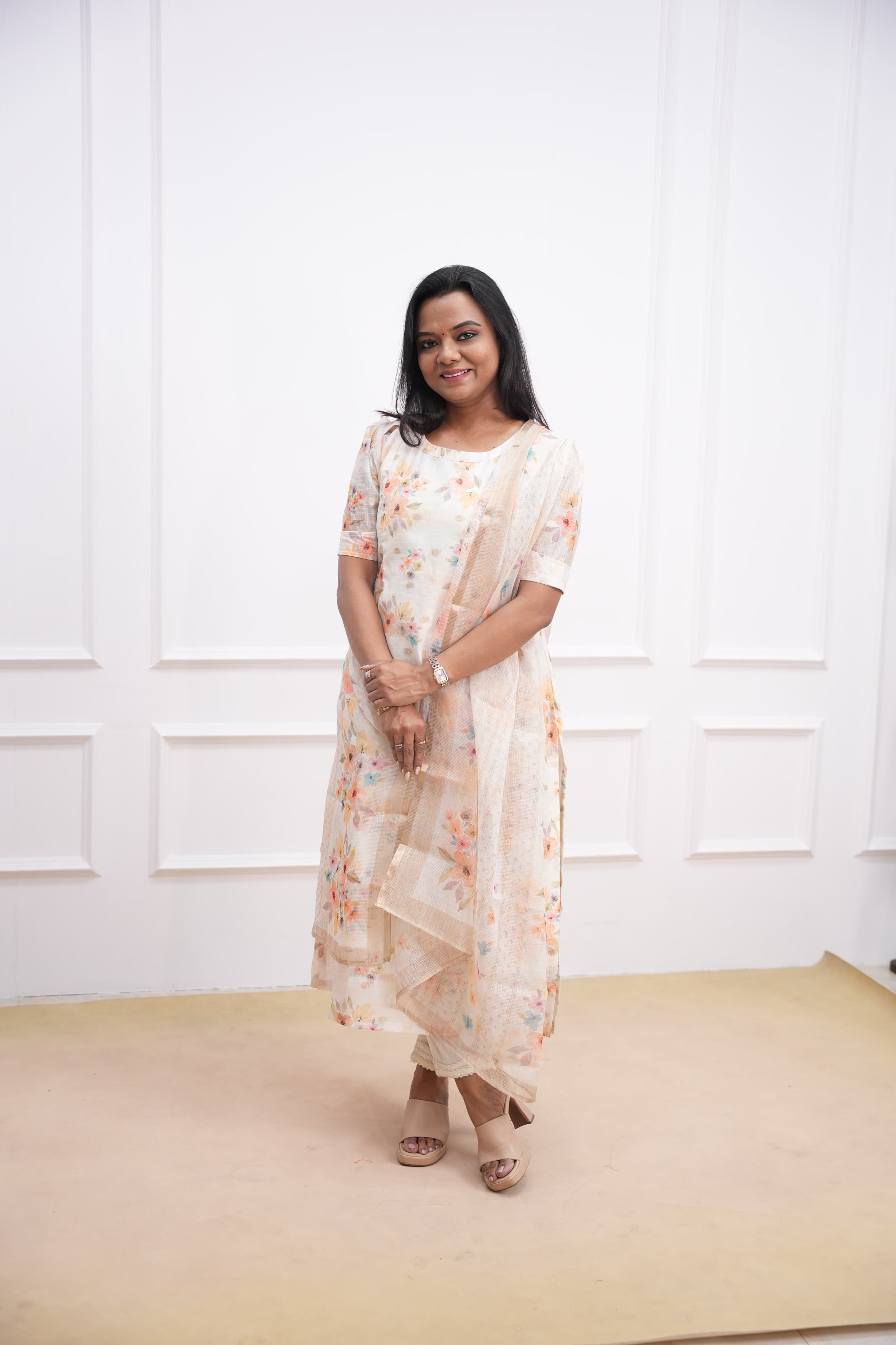 Peach Poem Maternity Feeding Top and Dupatta