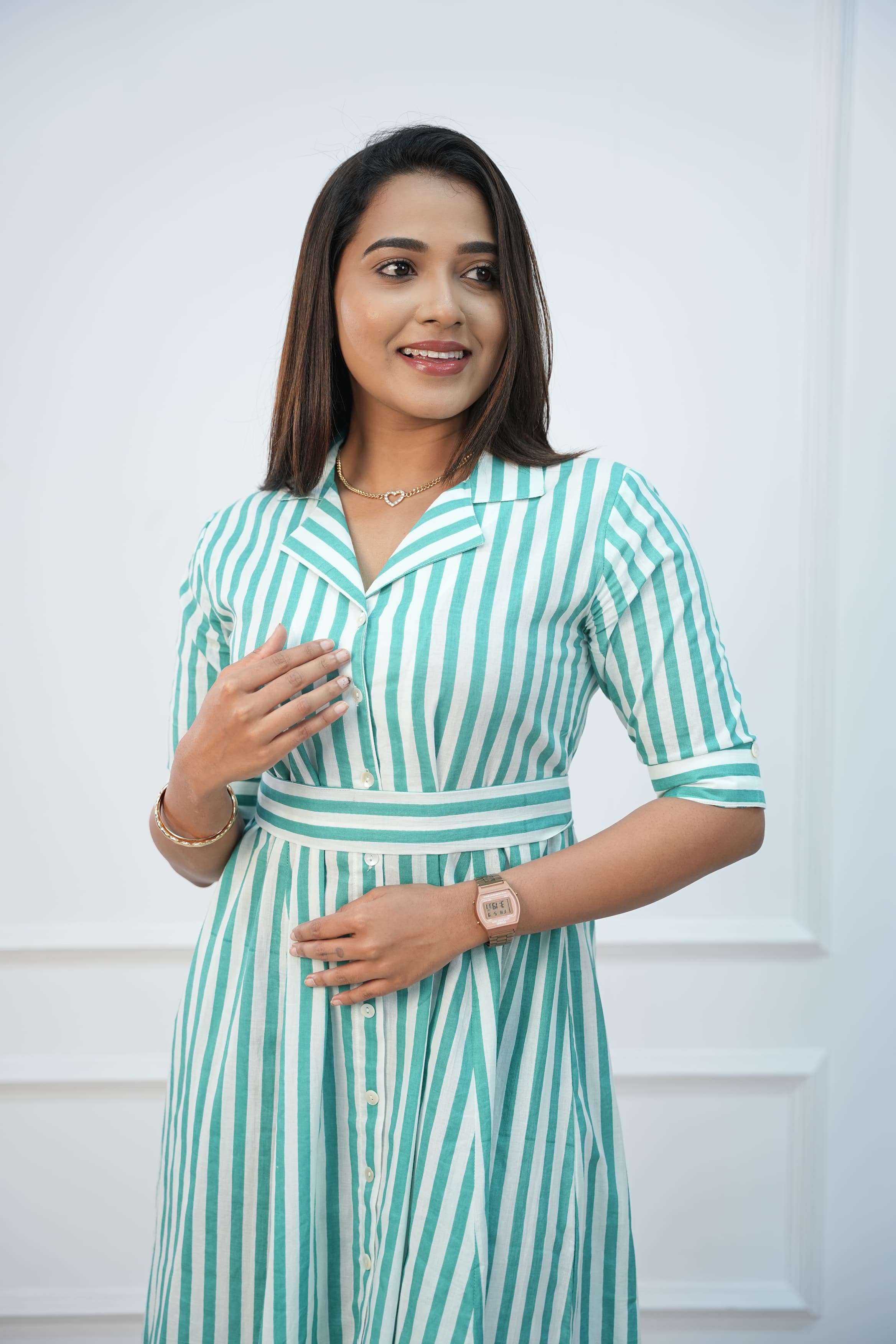 Green Wave Maternity Feeding Frock