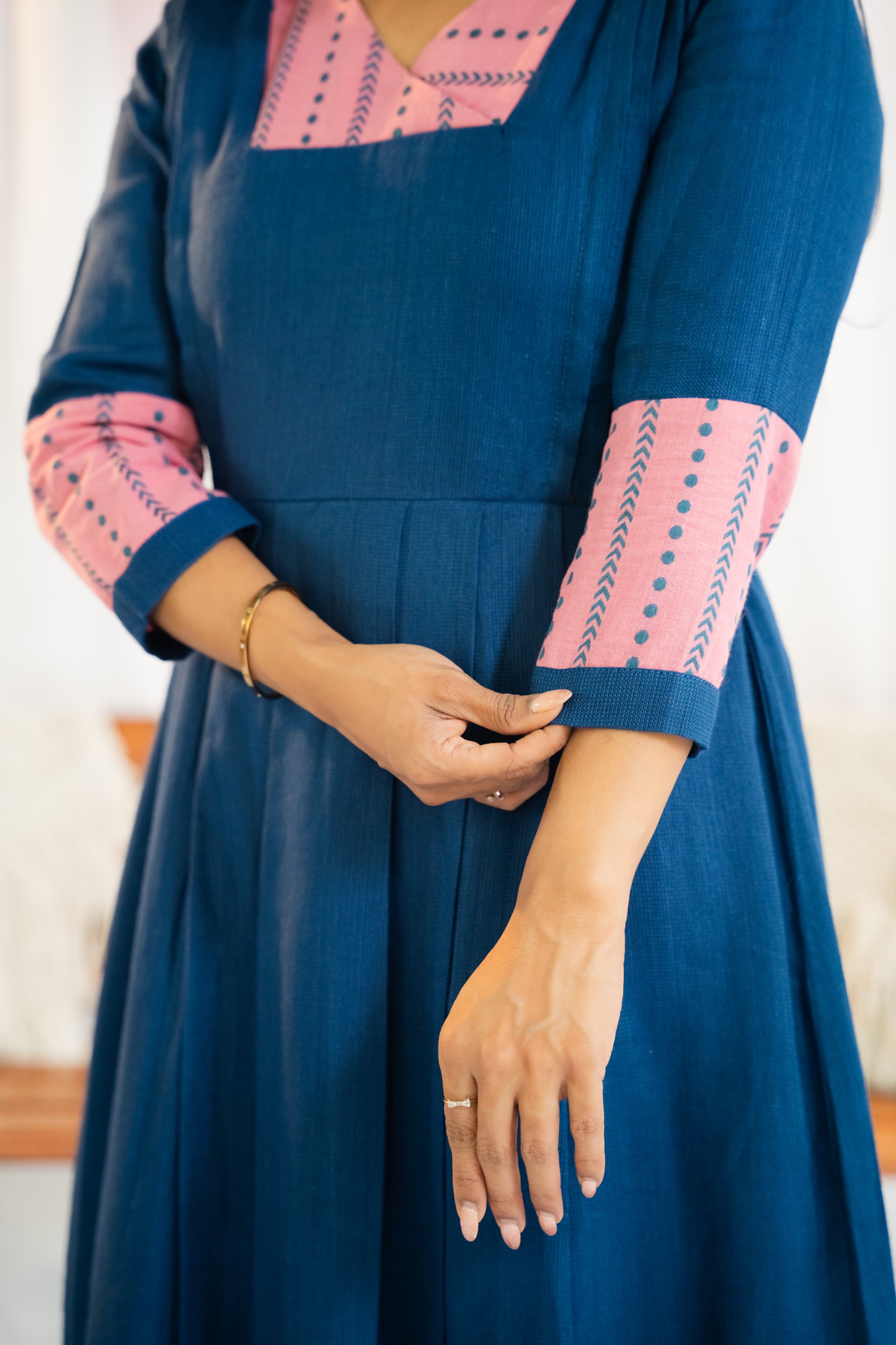 Navy Blush Maternity Feeding Dress