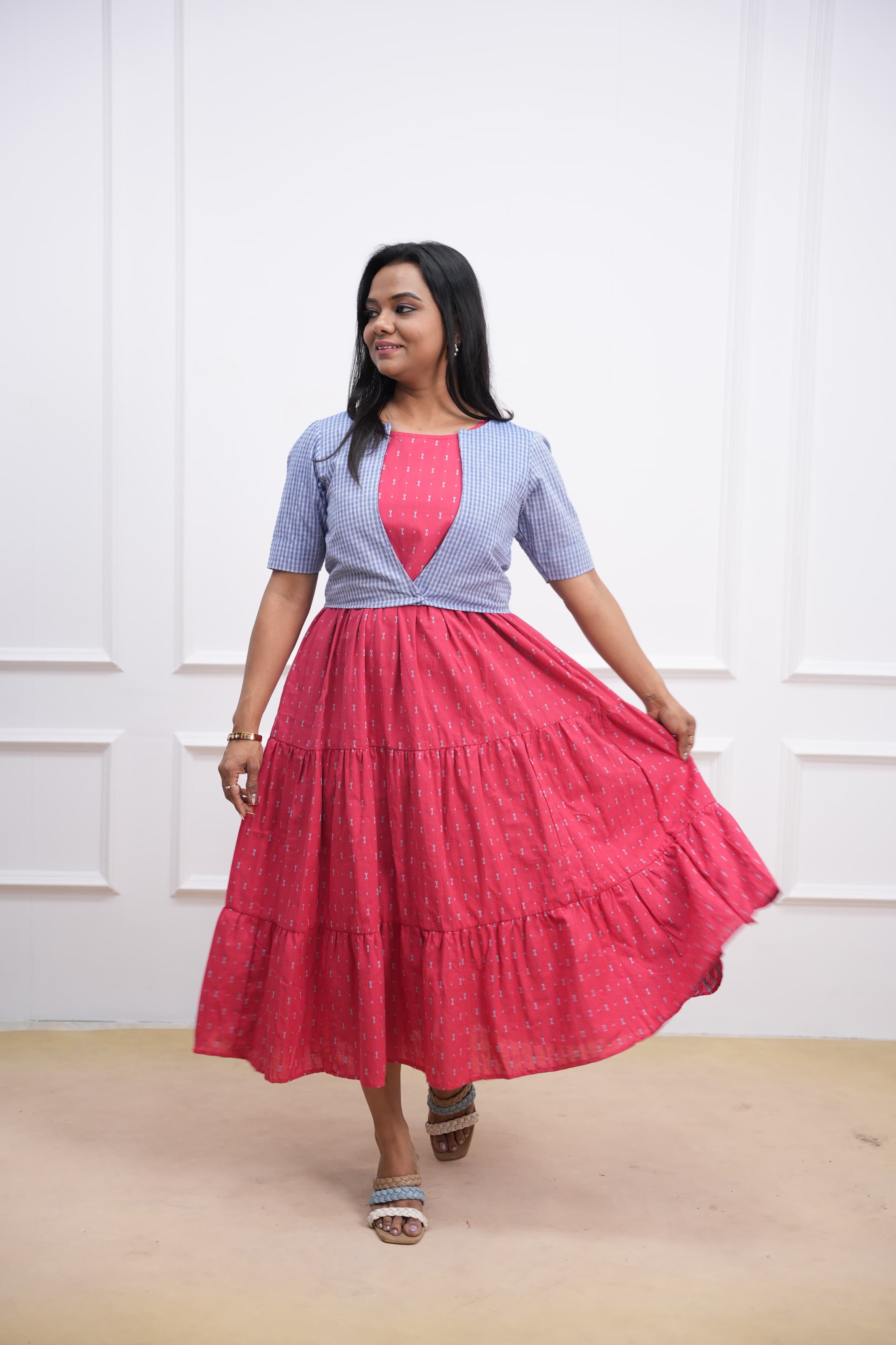 Checks & Charms Maternity Feeding Dress