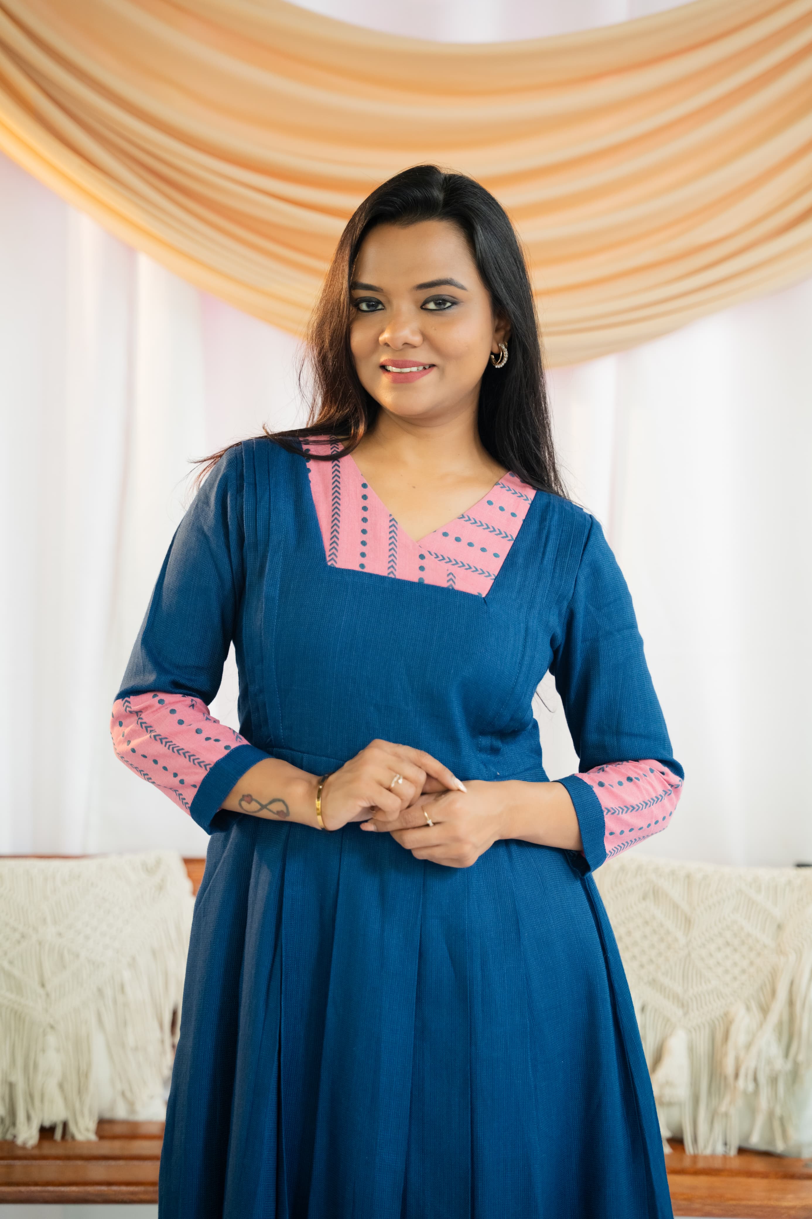 Navy Blush Maternity Feeding Dress