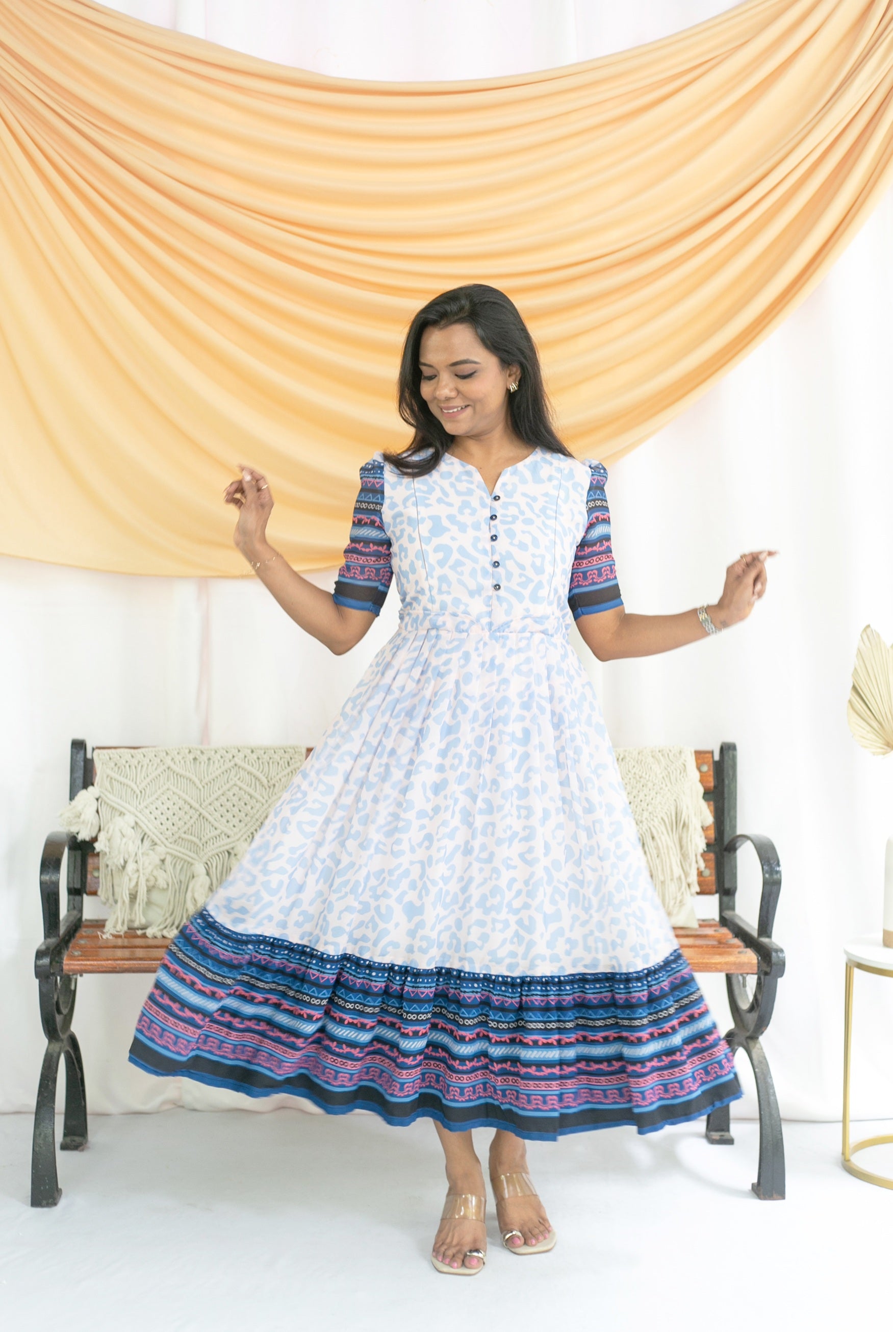 Blue-ti-ful Maternity Feeding Dress