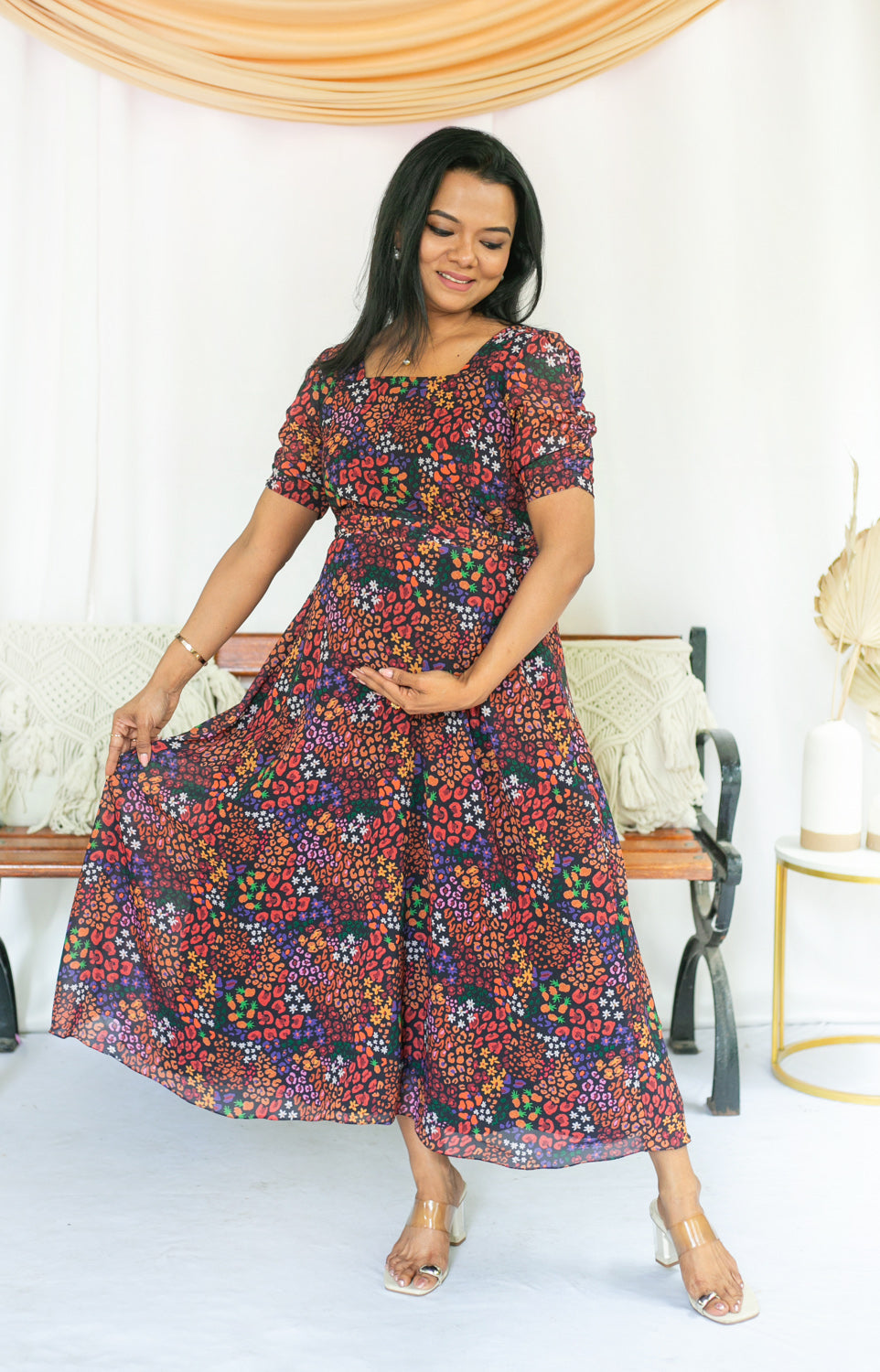 Colourfully Black Feeding dress