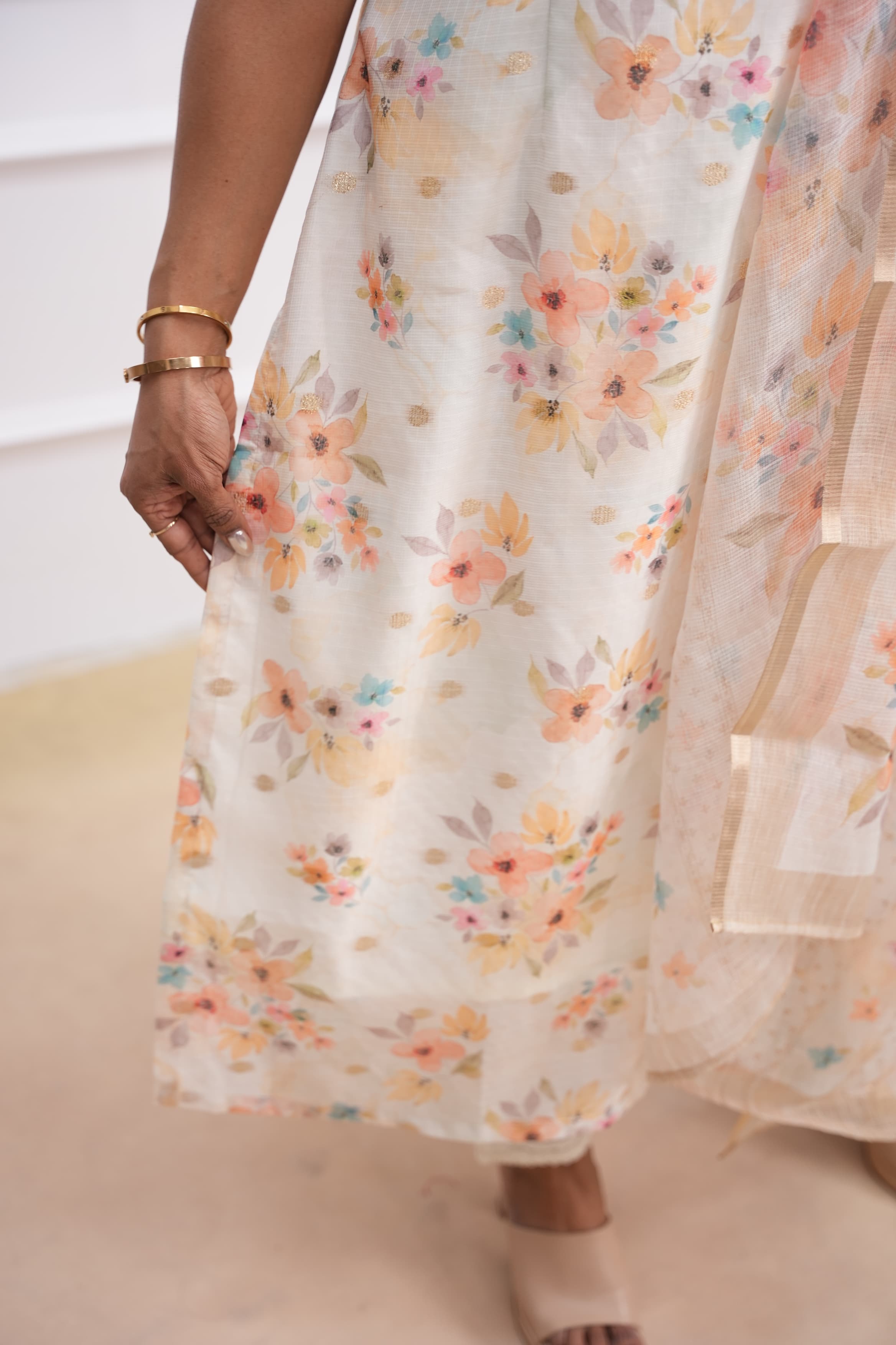 Peach Poem Maternity Feeding Top and Dupatta