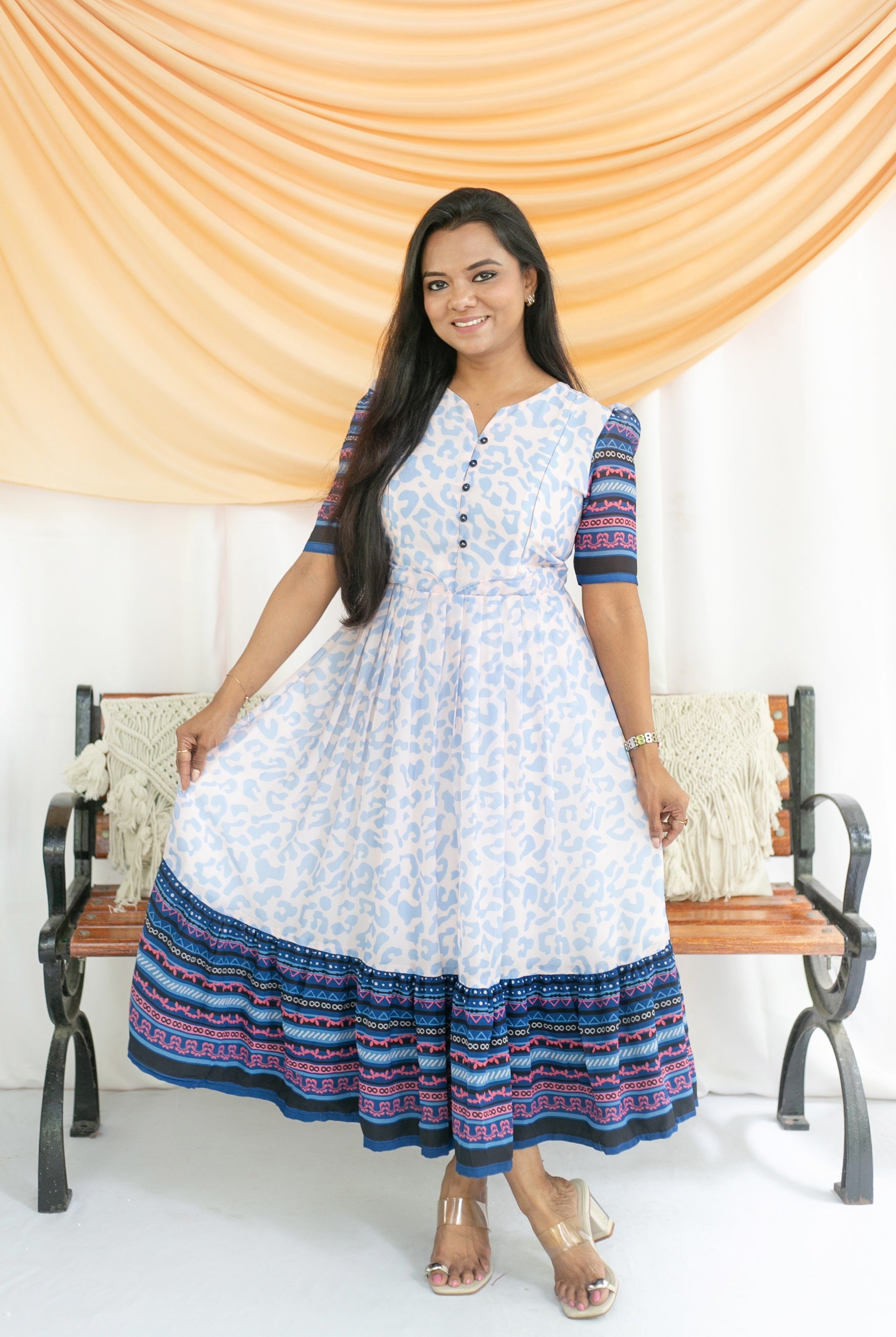 Blue-ti-ful Maternity Feeding Dress