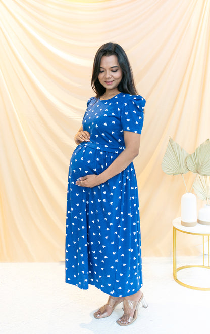 Hearty Blue Zipless Feeding Dress