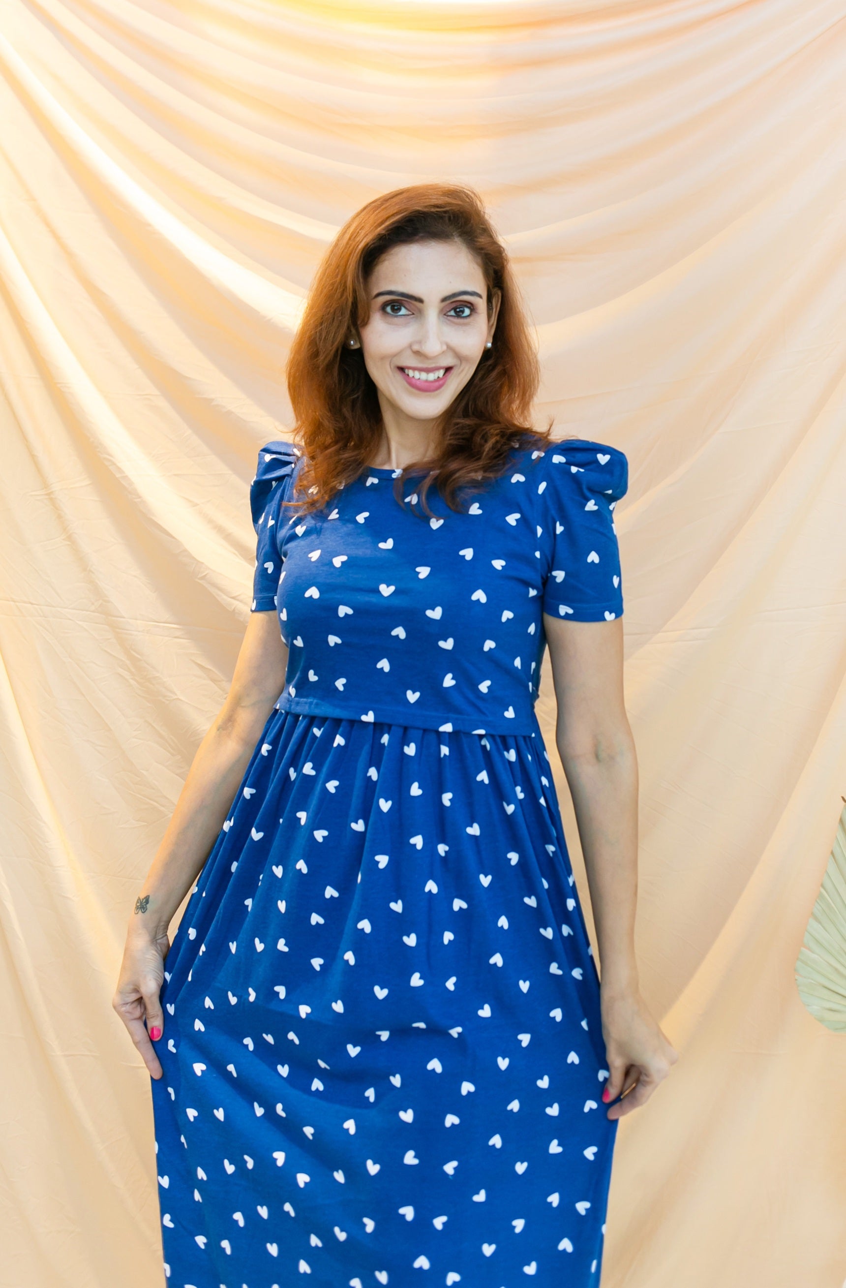 Hearty Blue Zipless Feeding Dress