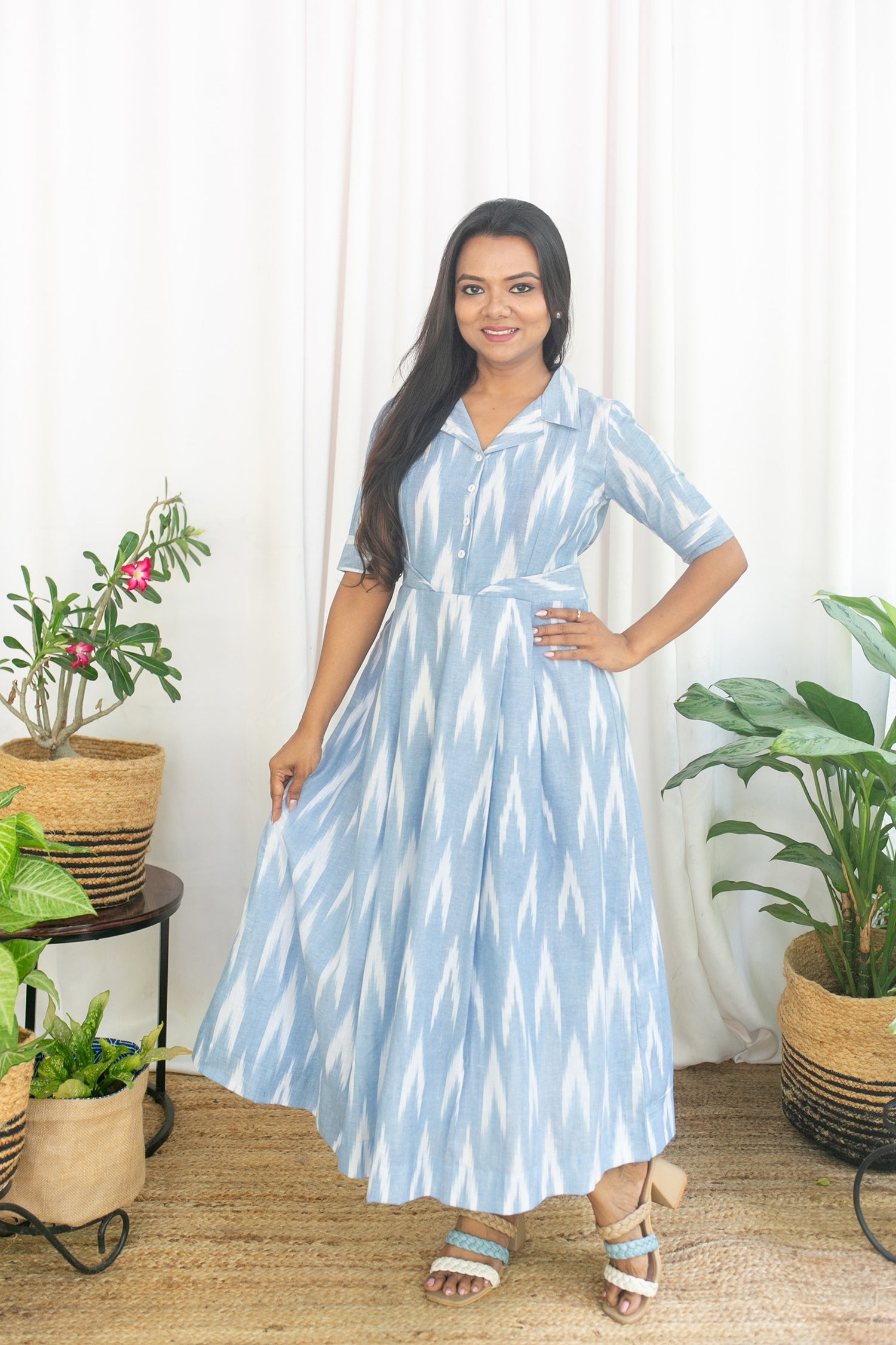 Blue Swirl Maternity Feeding Dress