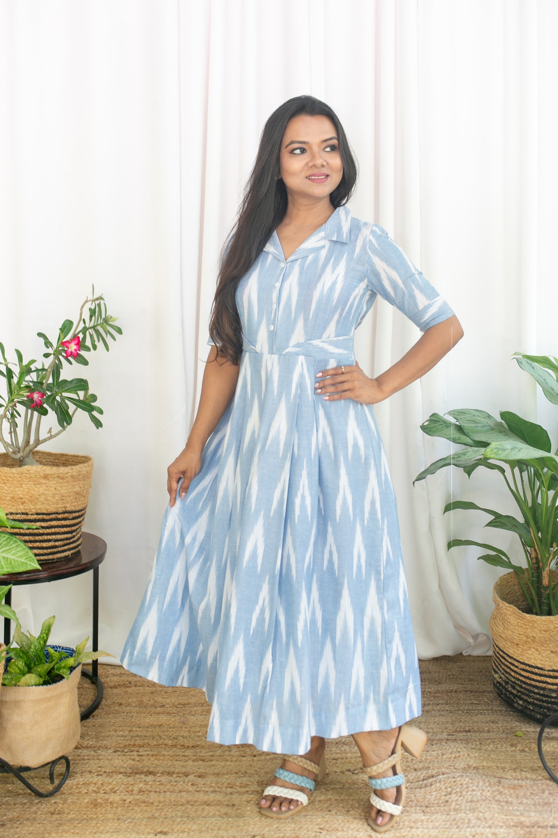 Blue Swirl Maternity Feeding Dress