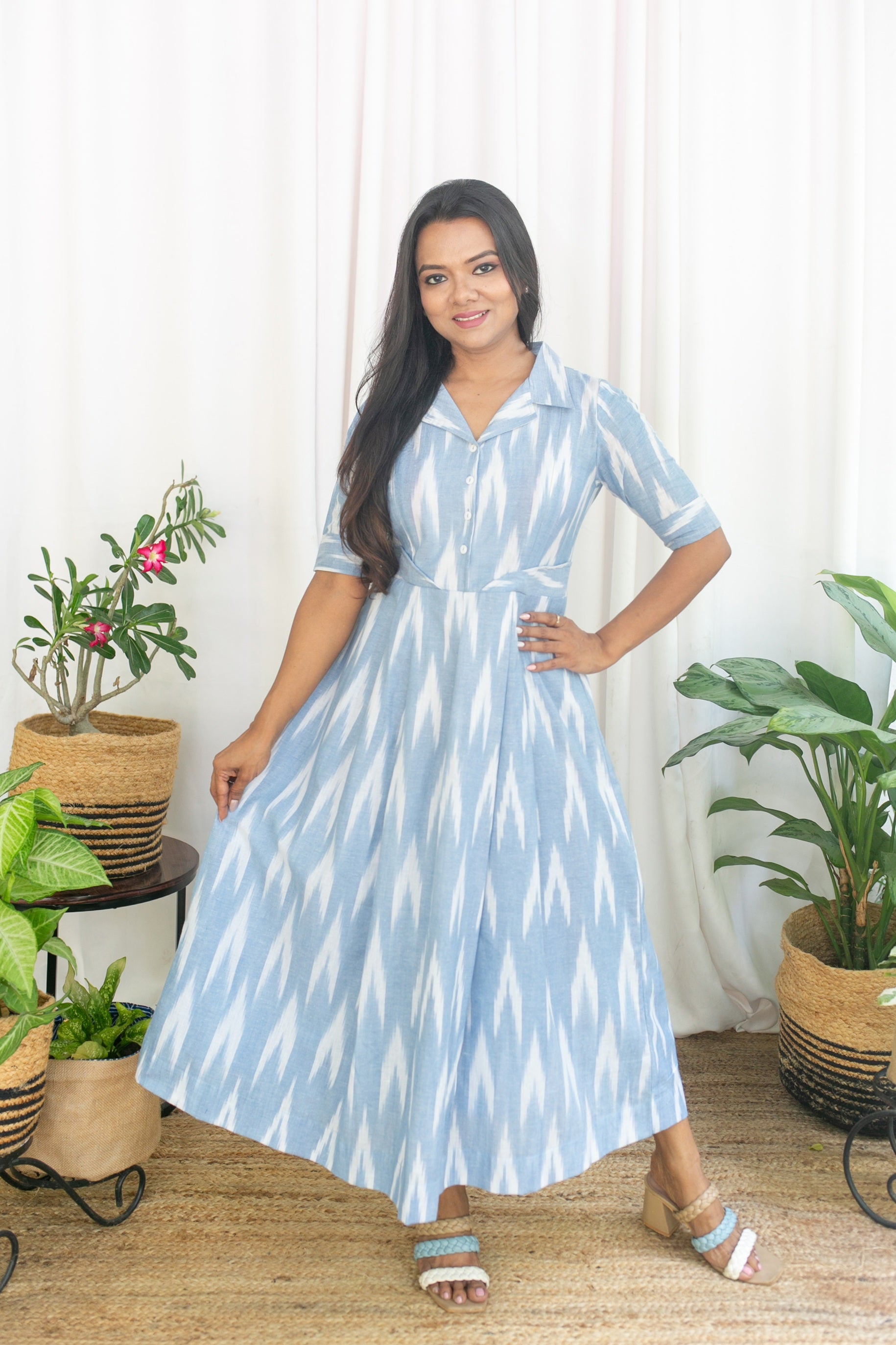 Blue Swirl Maternity Feeding Dress