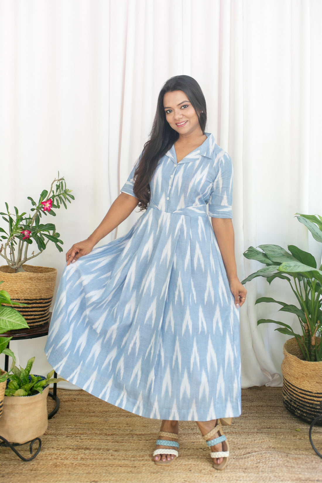 Blue Swirl Maternity Feeding Dress