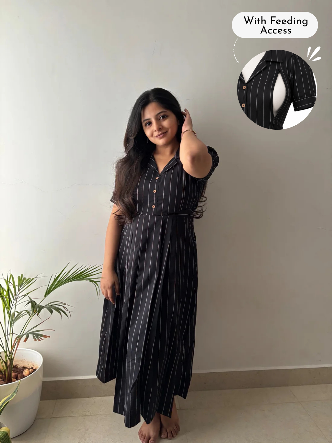 Black Coffee Maternity Feeding Dress