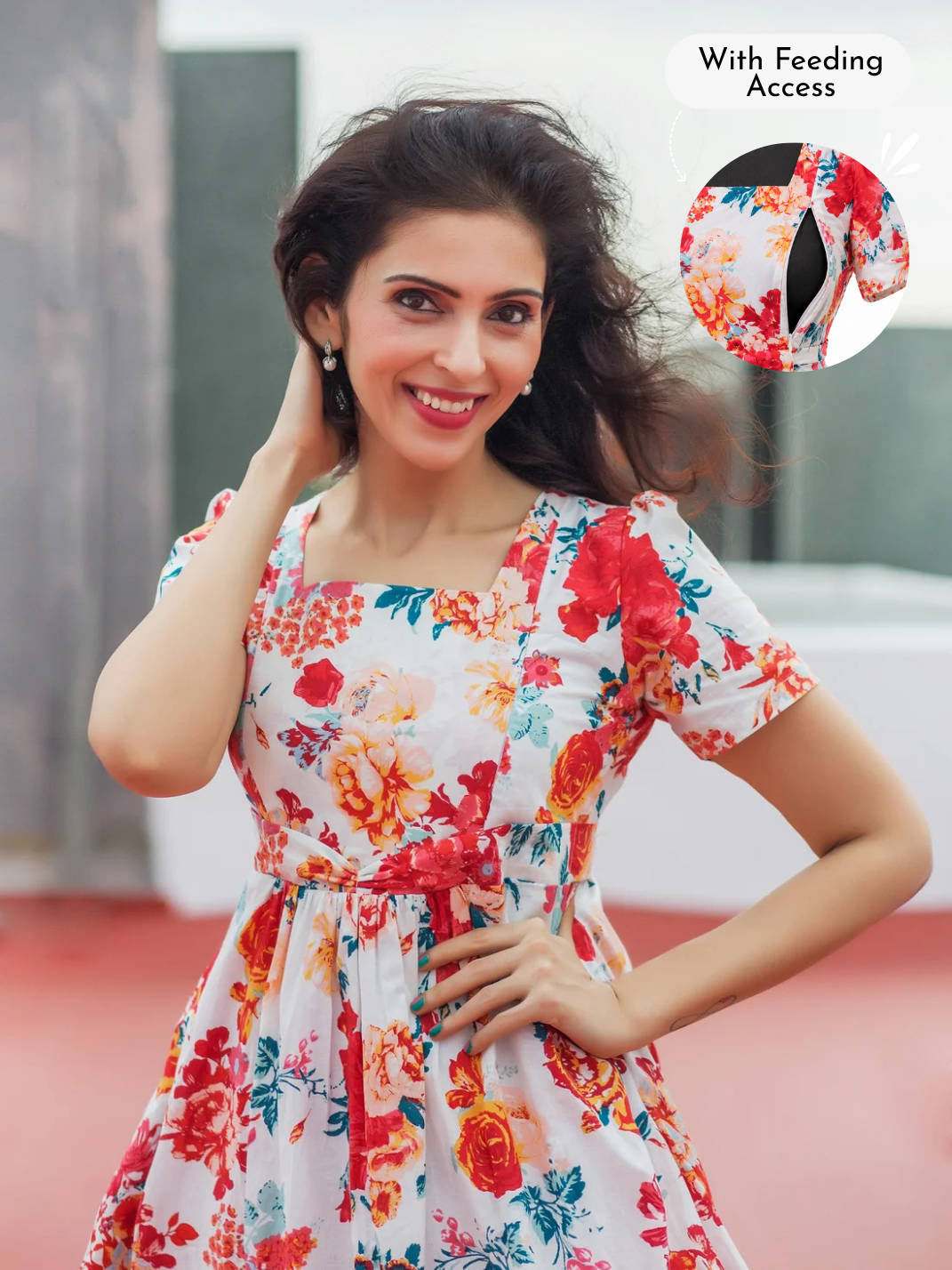 Roses r Red Maternity Feeding dress