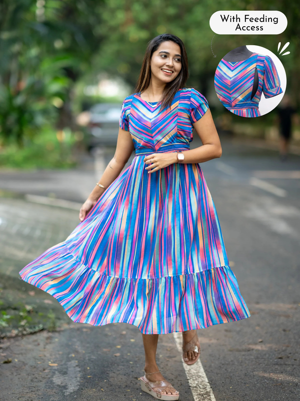 Rainbow in the sky Maternity Feeding dress