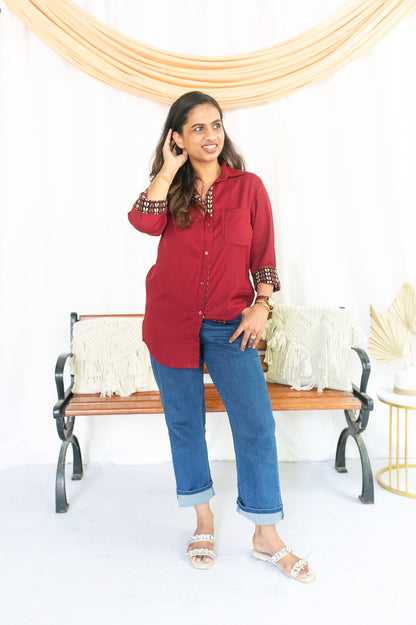 Maroonish Charm Feeding Shirt