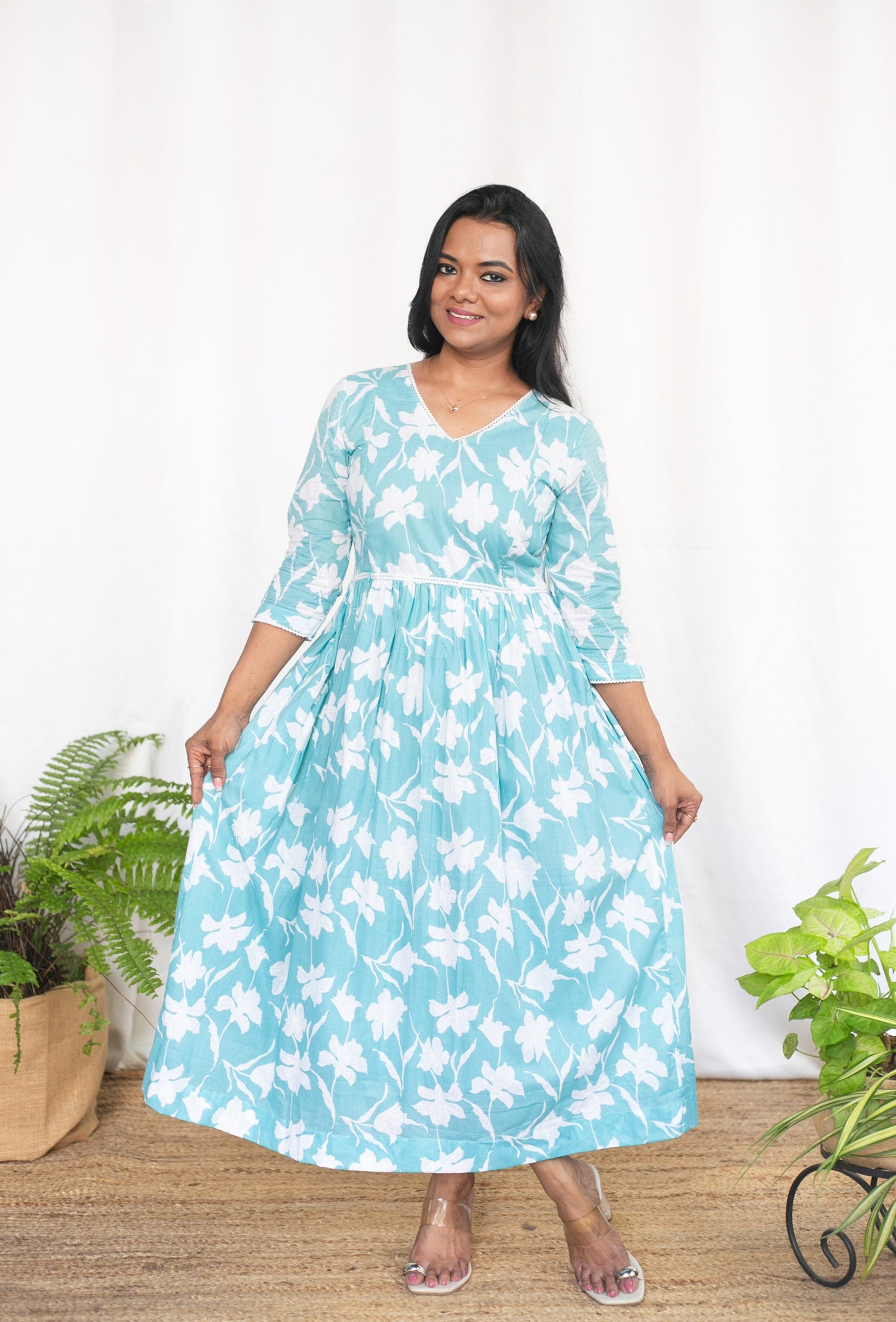 Blue Mist Maternity Feeding Dress