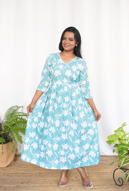 Blue Mist Maternity Feeding Dress