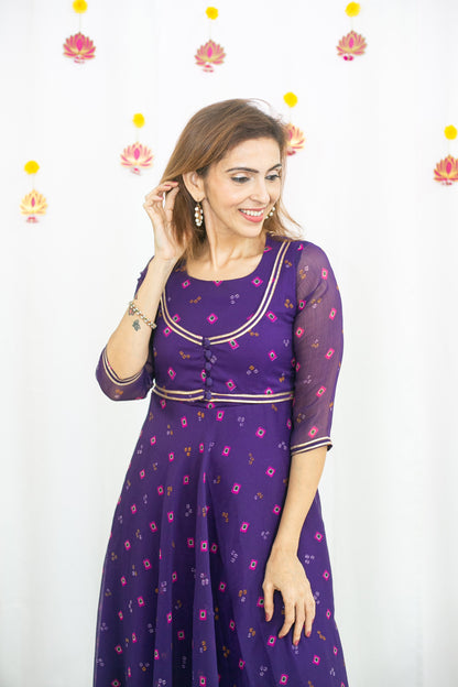 Bandhini Royal Maternity Feeding Anarkali set