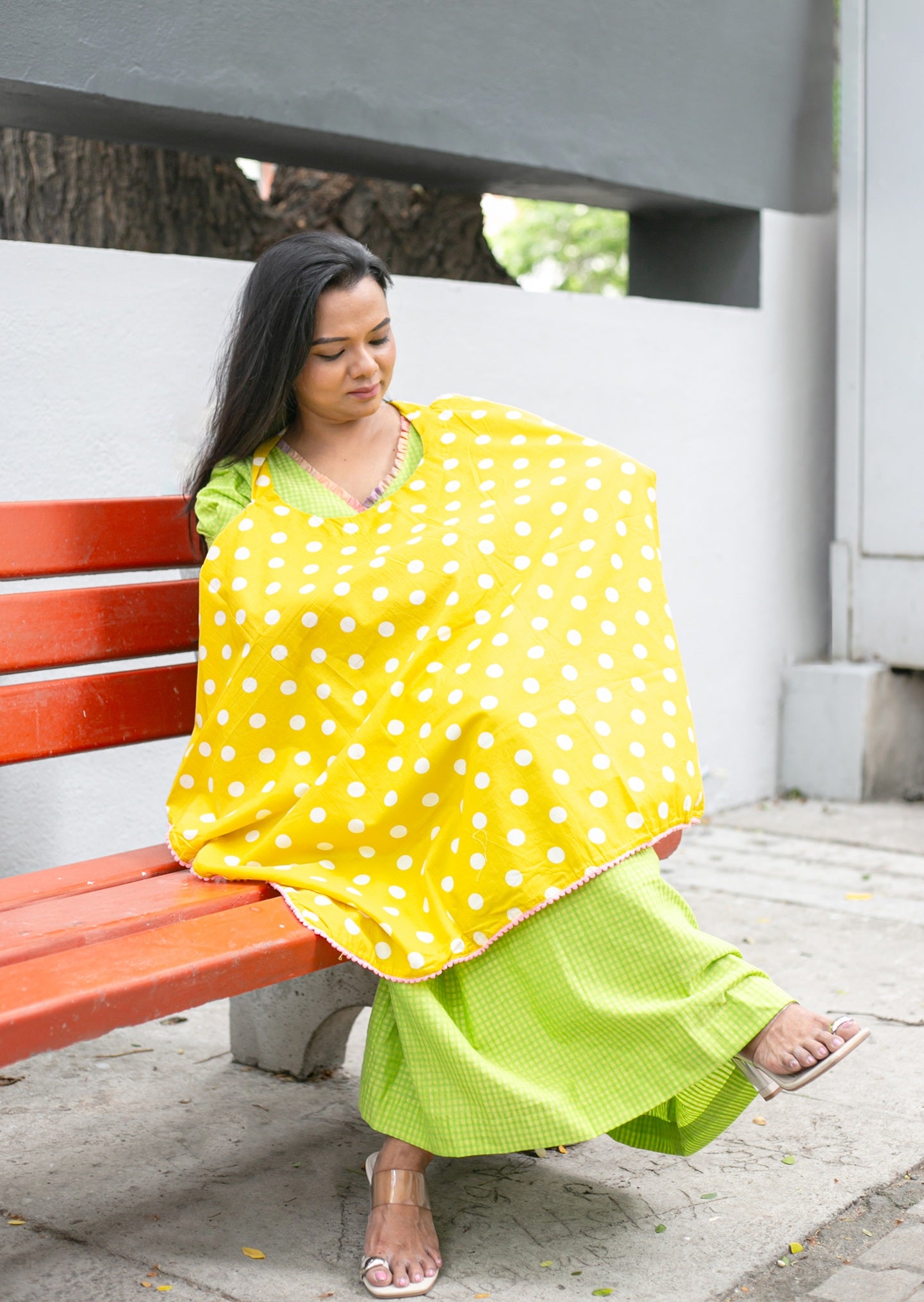 Yellow Polka Feeding Apron