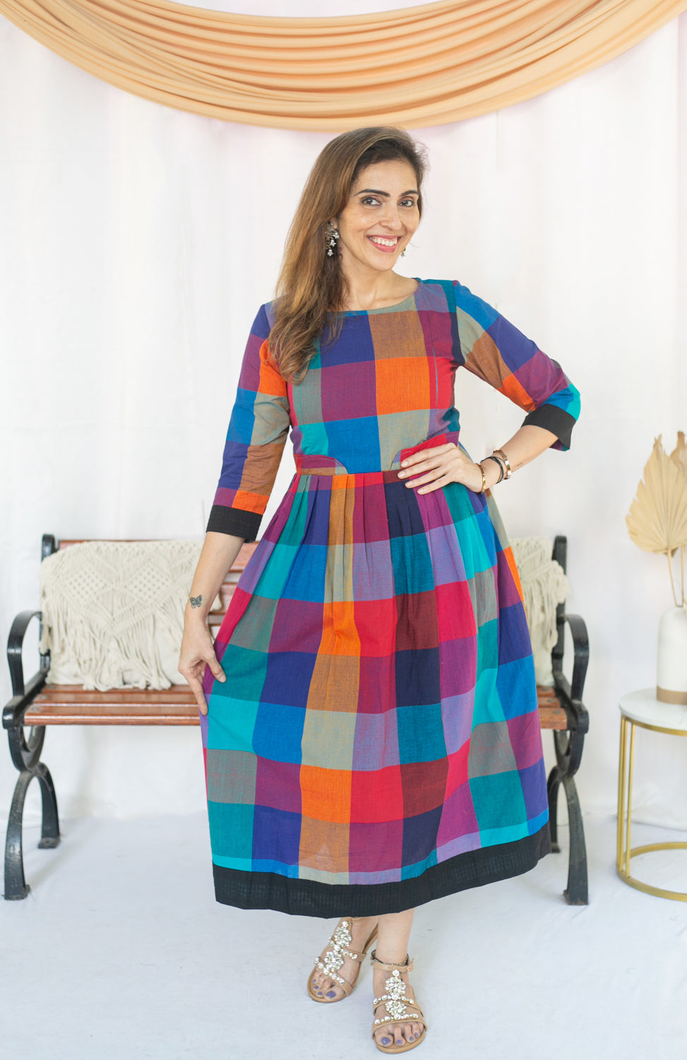 Madras Coffee Maternity Feeding Dress