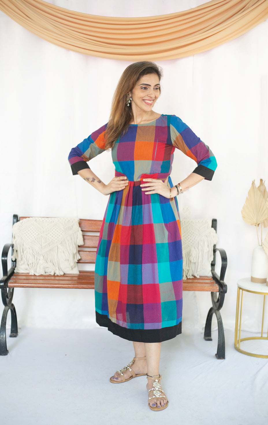 Madras Coffee Maternity Feeding Dress