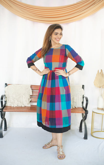 Madras Coffee Maternity Feeding Dress