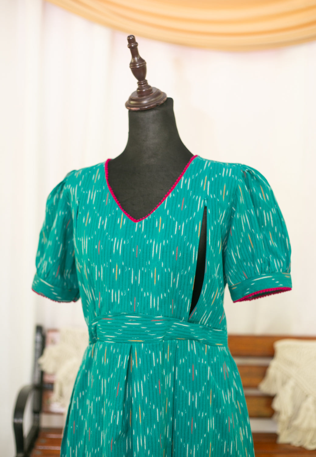 Turquoise Sea Maternity Feeding Dress