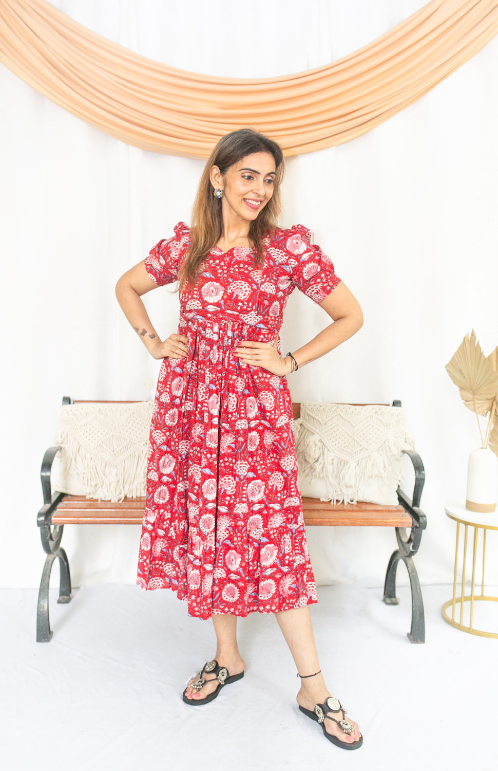 Red Pop Maternity Feeding Dress