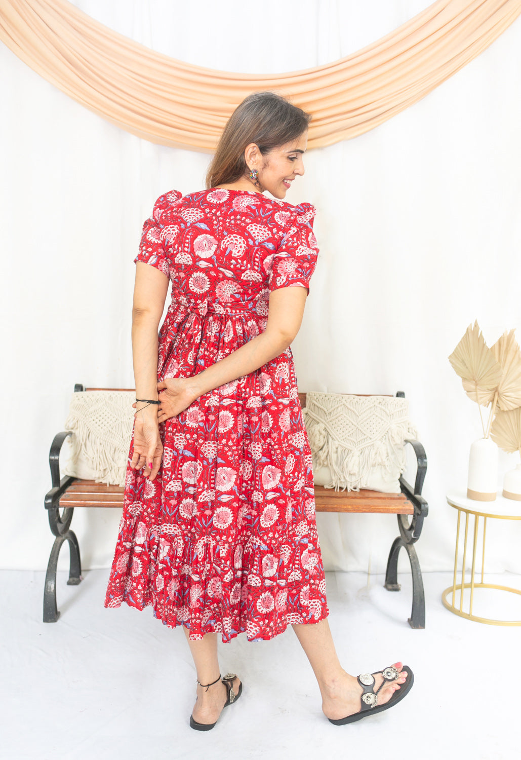 Red Pop Maternity Feeding Dress