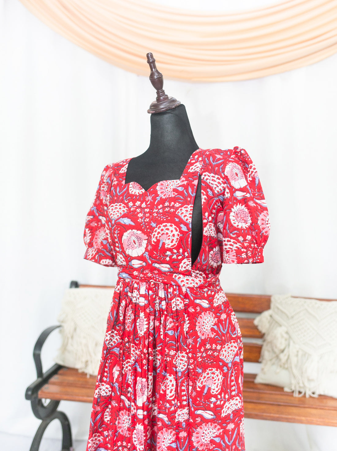 Red Pop Maternity Feeding Dress