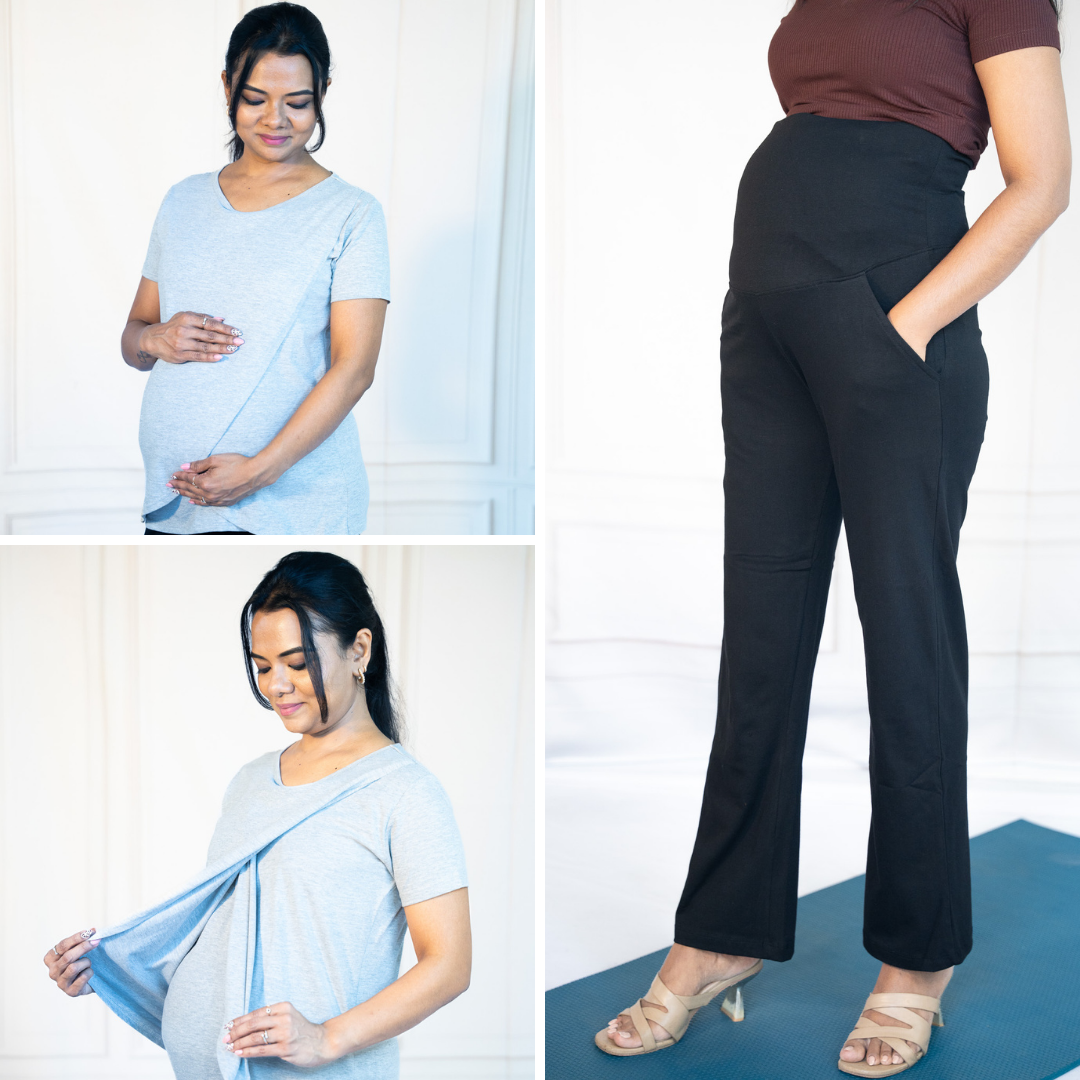 Grey Matters Zipless Feeding T-Shirt + Grey Matters Zipless Feeding T-Shirt + Active Me Staright Pant