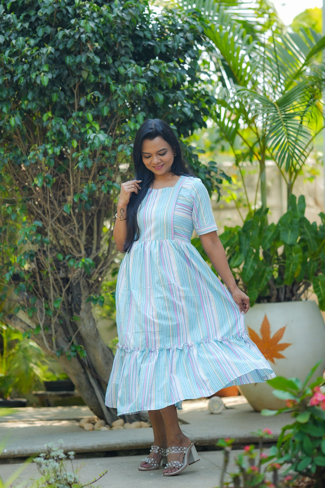 Blue Sprinkles Maternity Feeding Dress