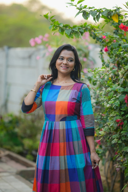 Madras Coffee Maternity Feeding Dress