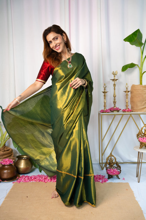 Diya - Green Sapphire Saree - Without Blouse
