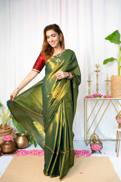 Diya - Green Sapphire Saree - Without Blouse