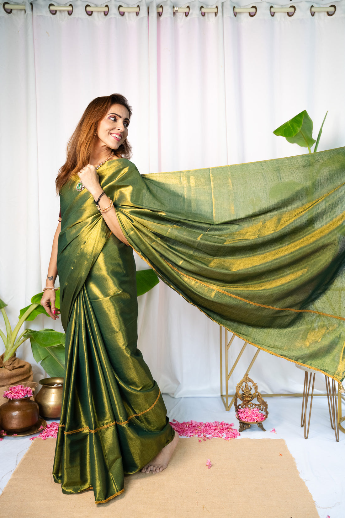 Diya - Green Sapphire Saree - Without Blouse